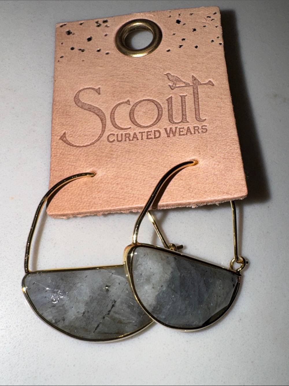 Scout Gold-Tone Labrodite Stone Half-Moon Hoop Earrings